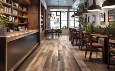 Cozy cafe with Affordable Commercial Flooring using laminate material