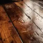 Scratched and scuffed hardwood floor surface