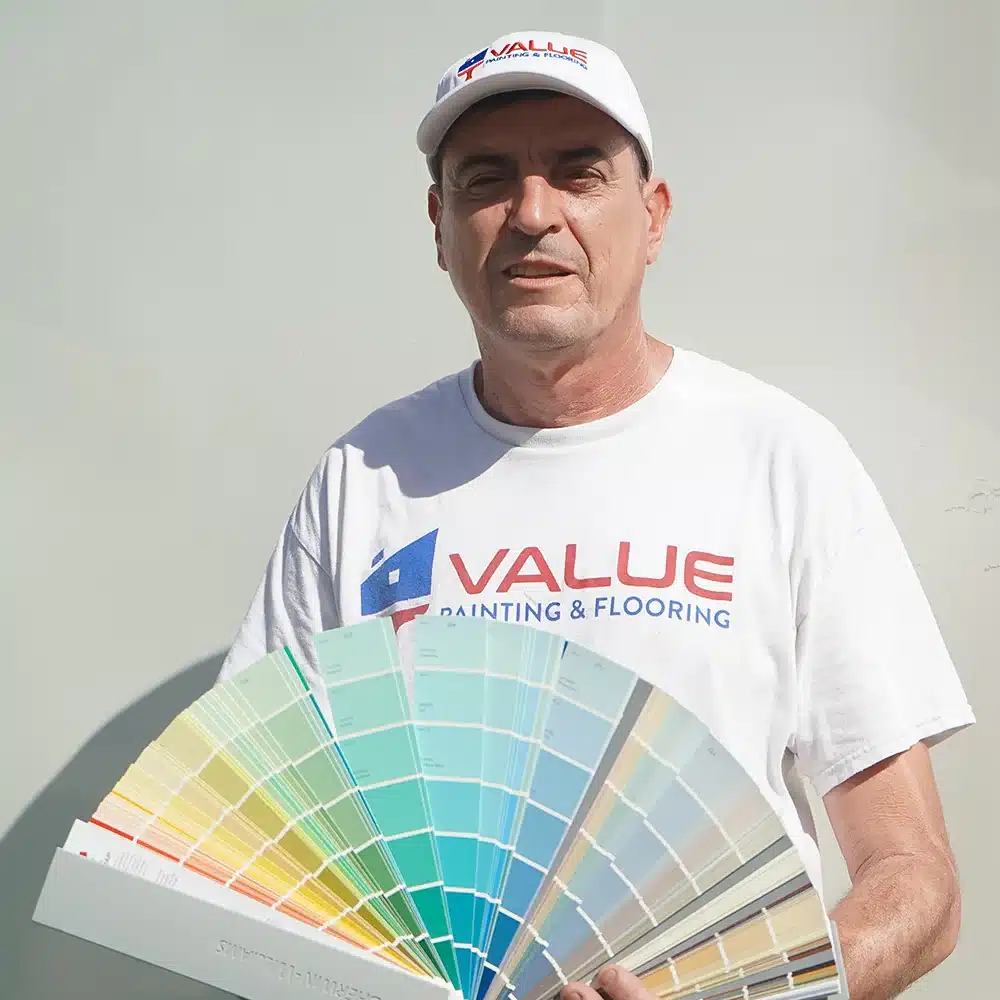 painter with color swatches