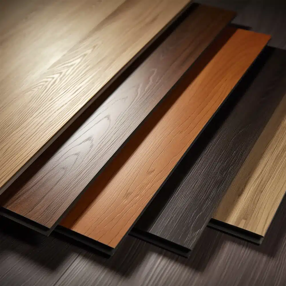 Close-up view of diverse laminate flooring designs