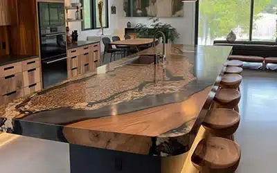 Modern home interior featuring a satin finish epoxy countertop