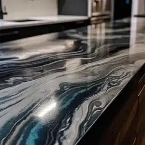 Close-up of a satin finish epoxy countertop surface