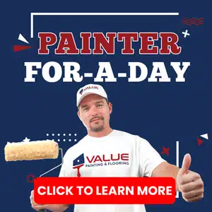 Professional painter holding paintbrush and paint can