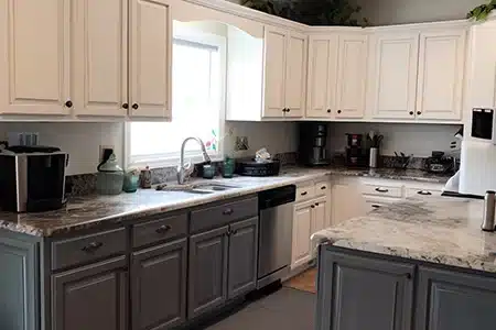 Stylish two-toned kitchen cabinet painting