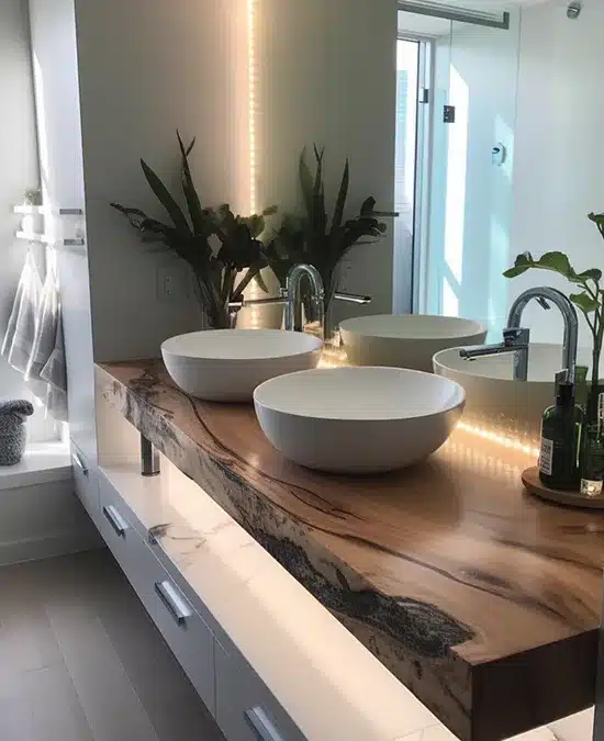 Modern bathroom with epoxy countertop