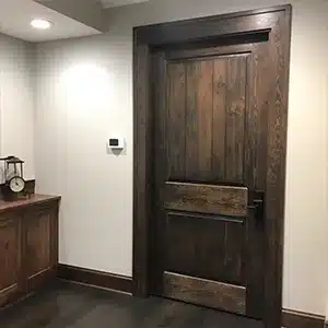 Dark stain applied on a door.