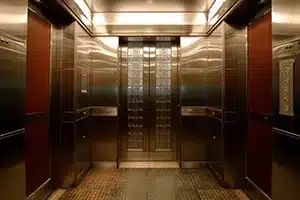 Elevator door after electrostatic painting