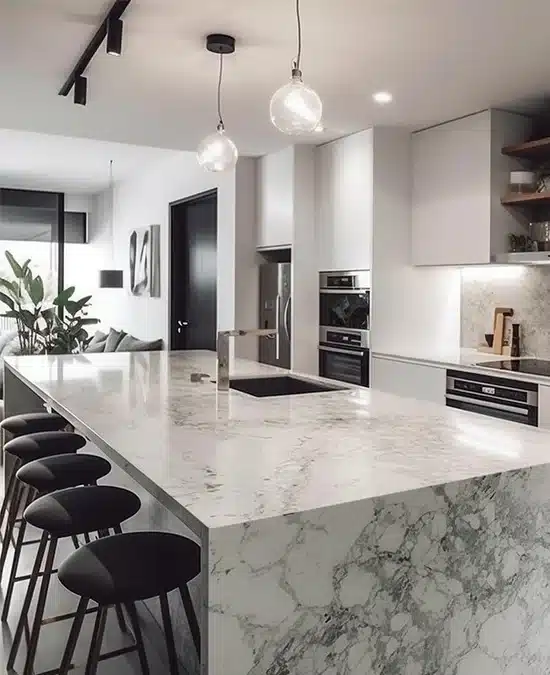 Modern kitchen with beautiful epoxy countertop