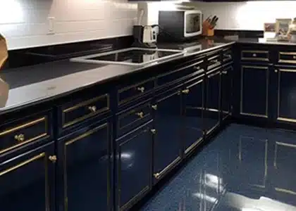High-gloss finish kitchen cabinets
