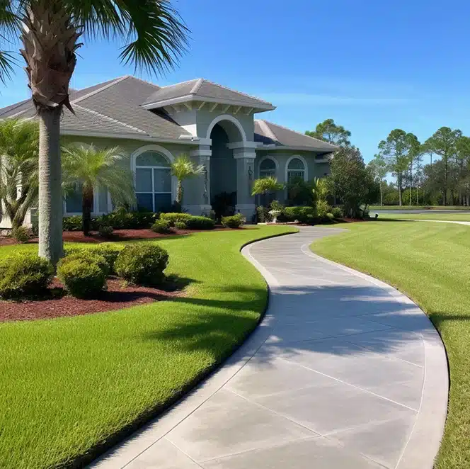 South Florida home with a clean, pressure washed walkway.