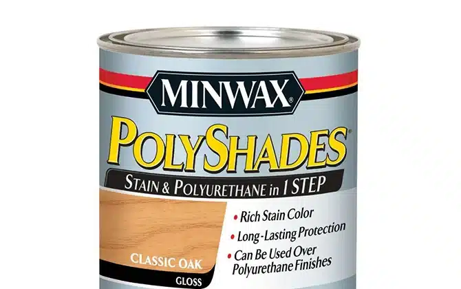 Polyshade paint bucket, a key component in the process of staining and varnishing at Value Painting and Flooring.