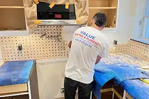 Preparation phase in backsplash installation