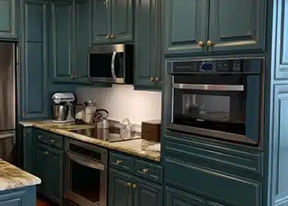 Satin finish kitchen cabinets