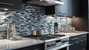 Backsplash protecting kitchen walls