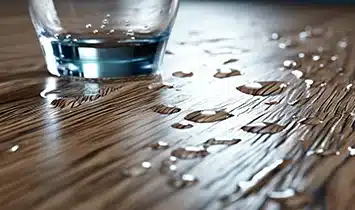 Spilled water on luxury vinyl floor