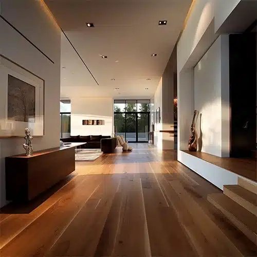Feature image of beautiful hardwood flooring in a sleek, modern home.