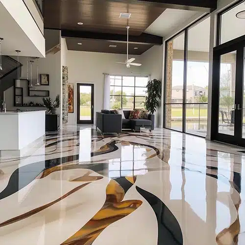 Image featuring a modern home equipped with epoxy flooring.