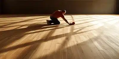 Value Painting worker installing laminate flooring