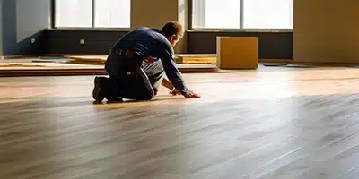 Value Painting worker installing vinyl flooring